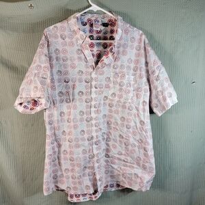 Marvel Captain America Mens Shirt XL Shield Inside Out Button Up Short Sleeve